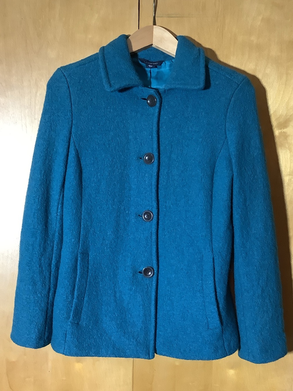 Lands End teal wool coat, size 8
